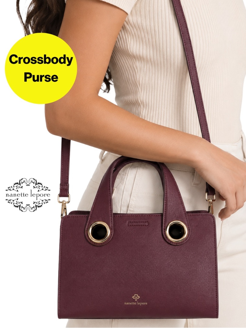 NANETTE LEPORE♦️Chic Burgundy Crossbody & Mini Handle Bag